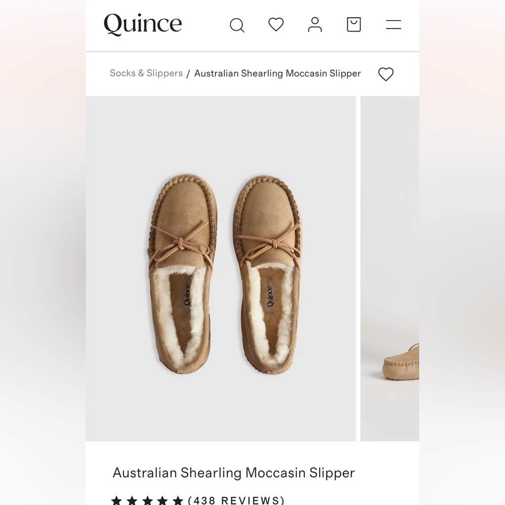 Quince Camel Shearling Moccasin Slippers